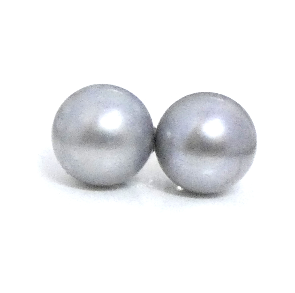 Grey AAA 10.5mm Round Pearl Stud Earrings